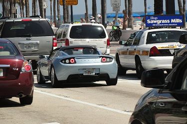 Tesla Roadster Sport 2.5 on A1A at Las Olas Blvd. Fort Lauderdale, 04-07-2011 1pm